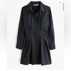 Abercrombie and Fitch long sleeve poplin shirt dress black